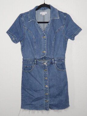 Urban Revivo Denim Distress Midi Dress